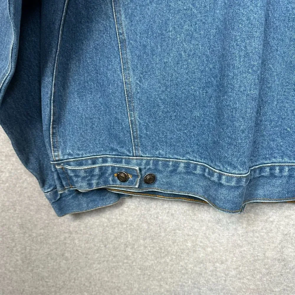 VTG Halo Casuals Denim Trucker Jacket XL Blue Embroidered Eagle‎ First American